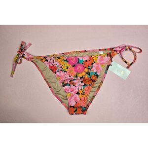 Shade & Shore Floral Print Side Tie Bikini Bottom Large